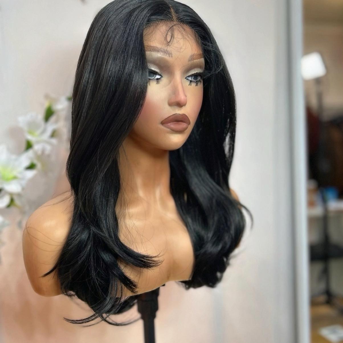 Raven long (T-part) lace wig