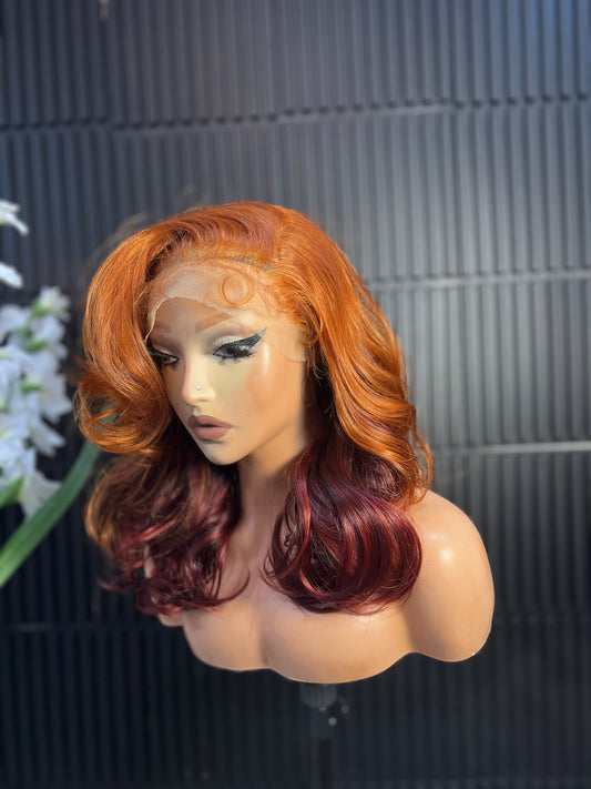 Royalty lace frontal wig styled with heat resistant synthetic fibre