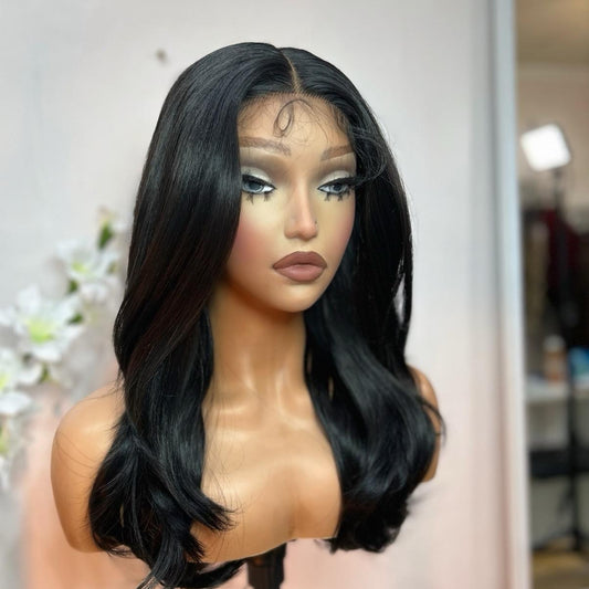 Raven long (T-part) lace wig