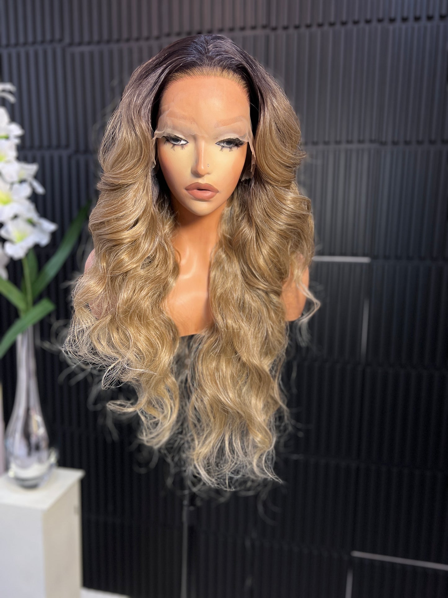 Imani 13*6 Lace Frontal Wig - 28 Inch Length Ash Blonde & Black Options - Heat Resistant Up to 180 Degrees - Comfortable Fit for All Head Sizes