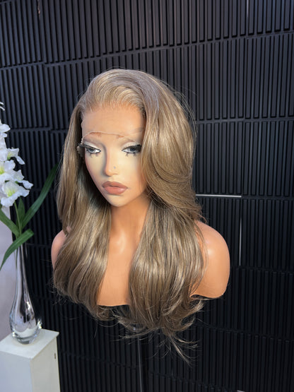 Valerie(13*6) Lace Frontal Wig in Ash Blonde - 180 Degrees Heat Resistant Synthetic Hair for Any Head Size - Soft Natural Feel & Seamless Look