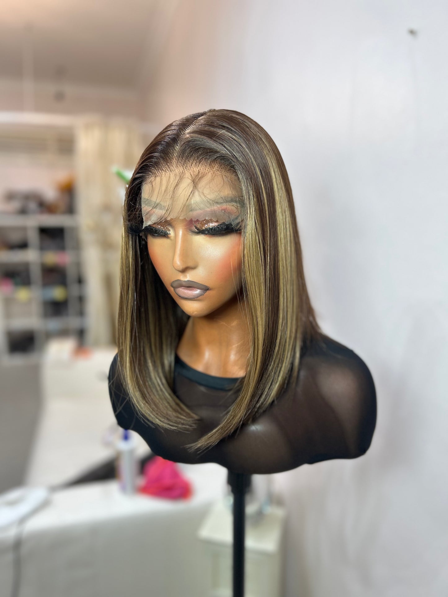 Adeola (13 by 6) Lace Front Wig - Highlights Color, Heat-Resistant Fiber, Soft and Comfortable Feel