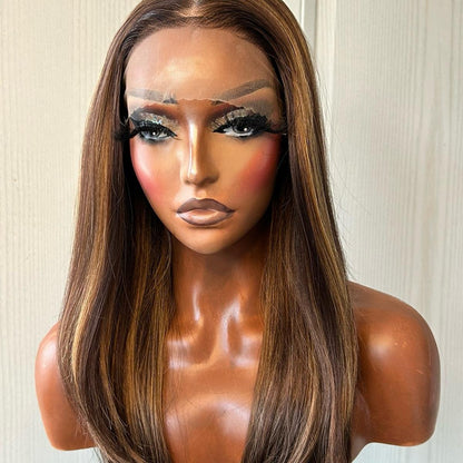 Heather Unit Synthetic T Part Lace Front Machine Wig - Brown/Blonde