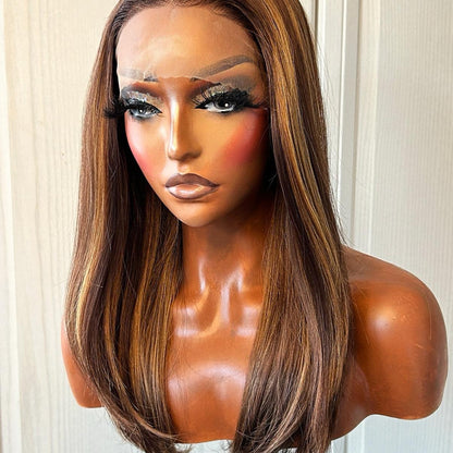 Heather Unit Synthetic T Part Lace Front Machine Wig - Brown/Blonde